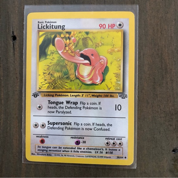 1990’s rare vintage 1st edition Lickitung Pokémon card 38/64 - Picture 1 of 2